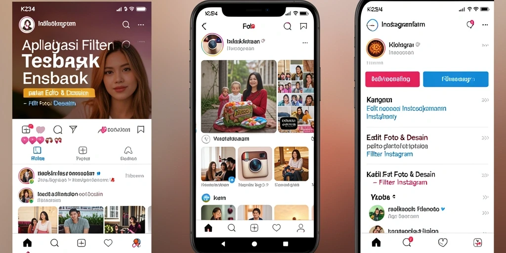 Antarmuka aplikasi K234 yang menarik untuk penggunaan Filter Instagram.