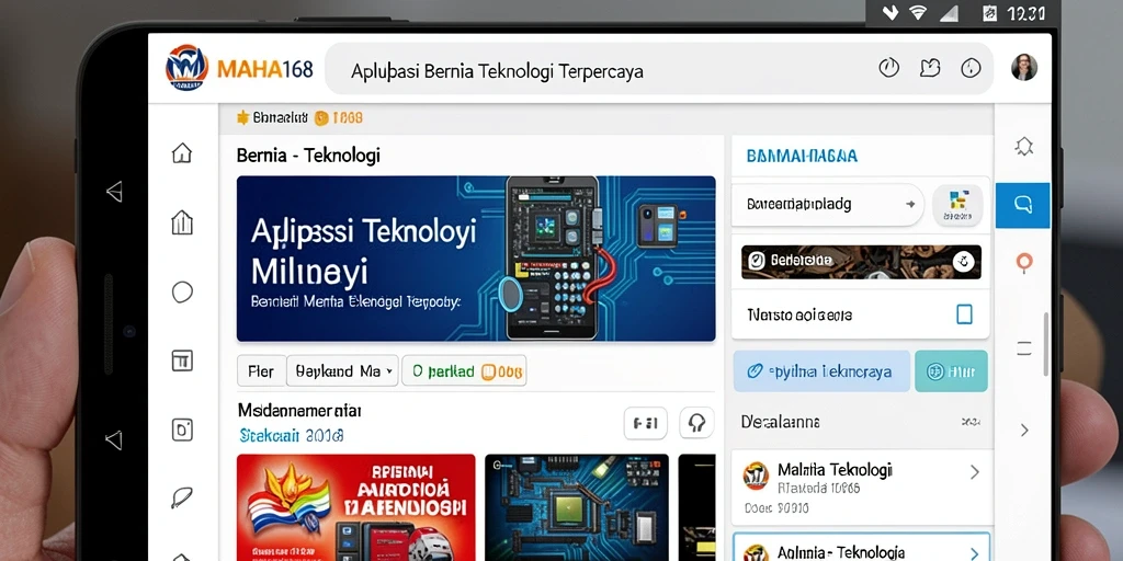 Antarmuka pengguna MAHA168 yang menampilkan berita teknologi terbaru.