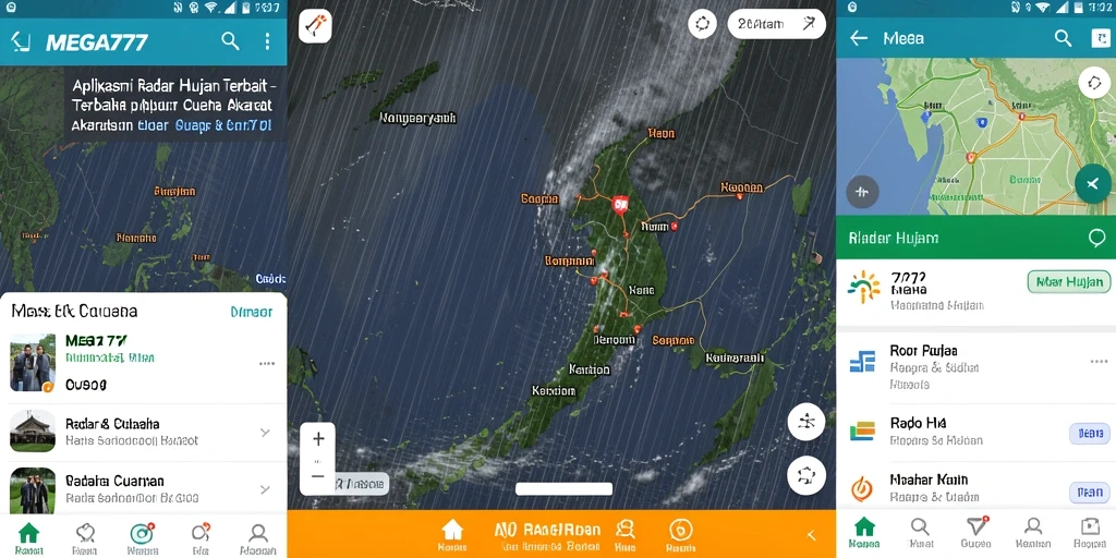 Antarmuka MEGA777 yang menampilkan radar hujan terbaru.