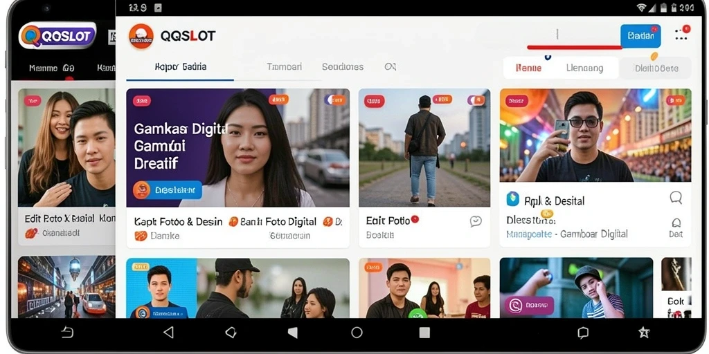 Tampilan antarmuka pengguna QQSLOT untuk pengeditan foto.
