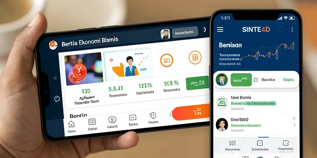 Antarmuka aplikasi SINTE4D dengan konten berita ekonomi bisnis.
