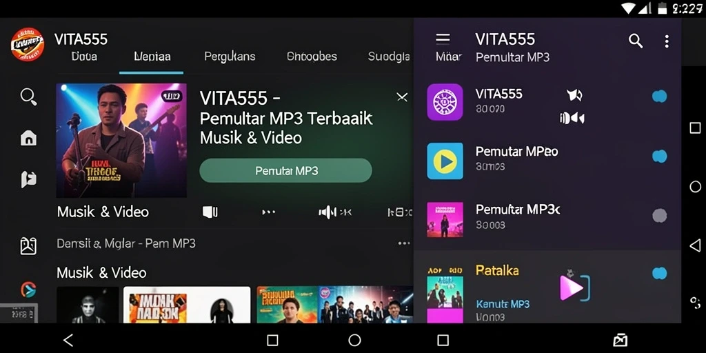 Antarmuka pengguna VITA555 yang menawan dan fungsional.